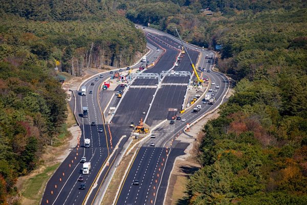 Aerial view of construction of the York Toll Plaza