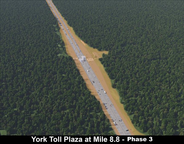 Computer generated aerial view of York Toll Plaza