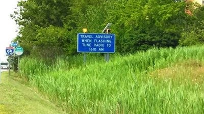 Highway Advisory Radio sign on the Maine Turnpike